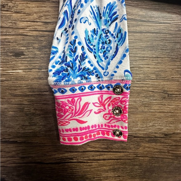 Lilly Pulitzer Blue and Pink Sheath Dress with 3/4 Sleeves - Picture 4 of 10